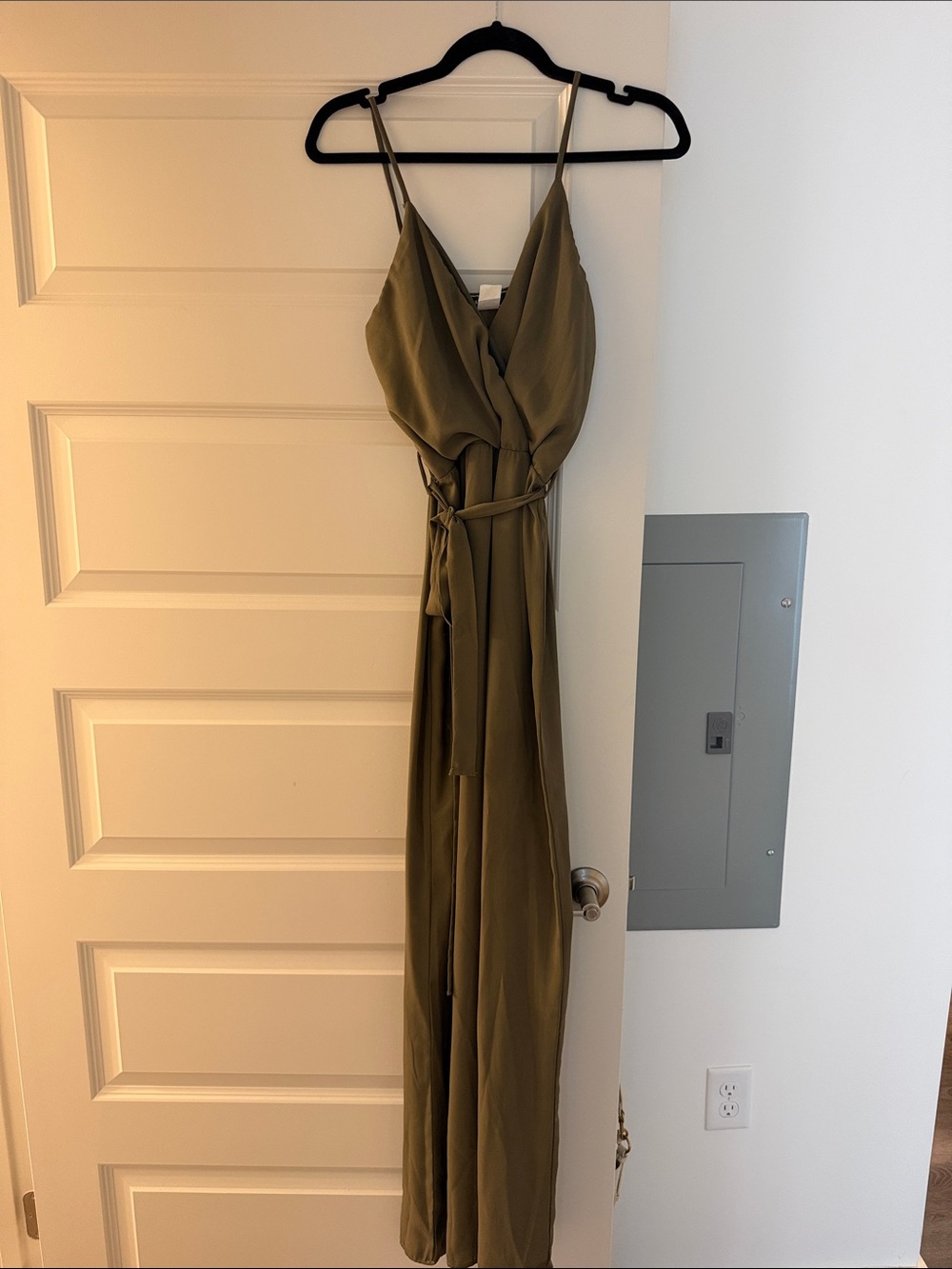 Olive Wrap-Front Jumpsuit